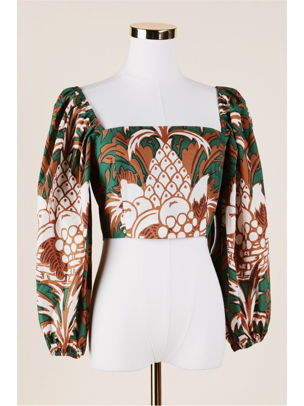 Sz 4 Cara Cara Cotton Fruit Basket Sagaponack Cropped Puff Sleeve Top NWT